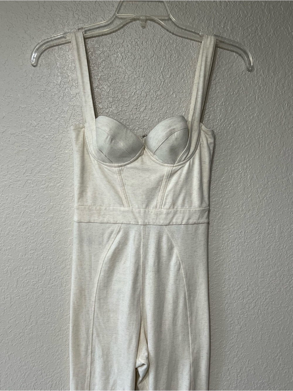 HOUSE OF CB Corseted Jumpsuit Skinny Leg Jersey Knit Whisper White Size Small